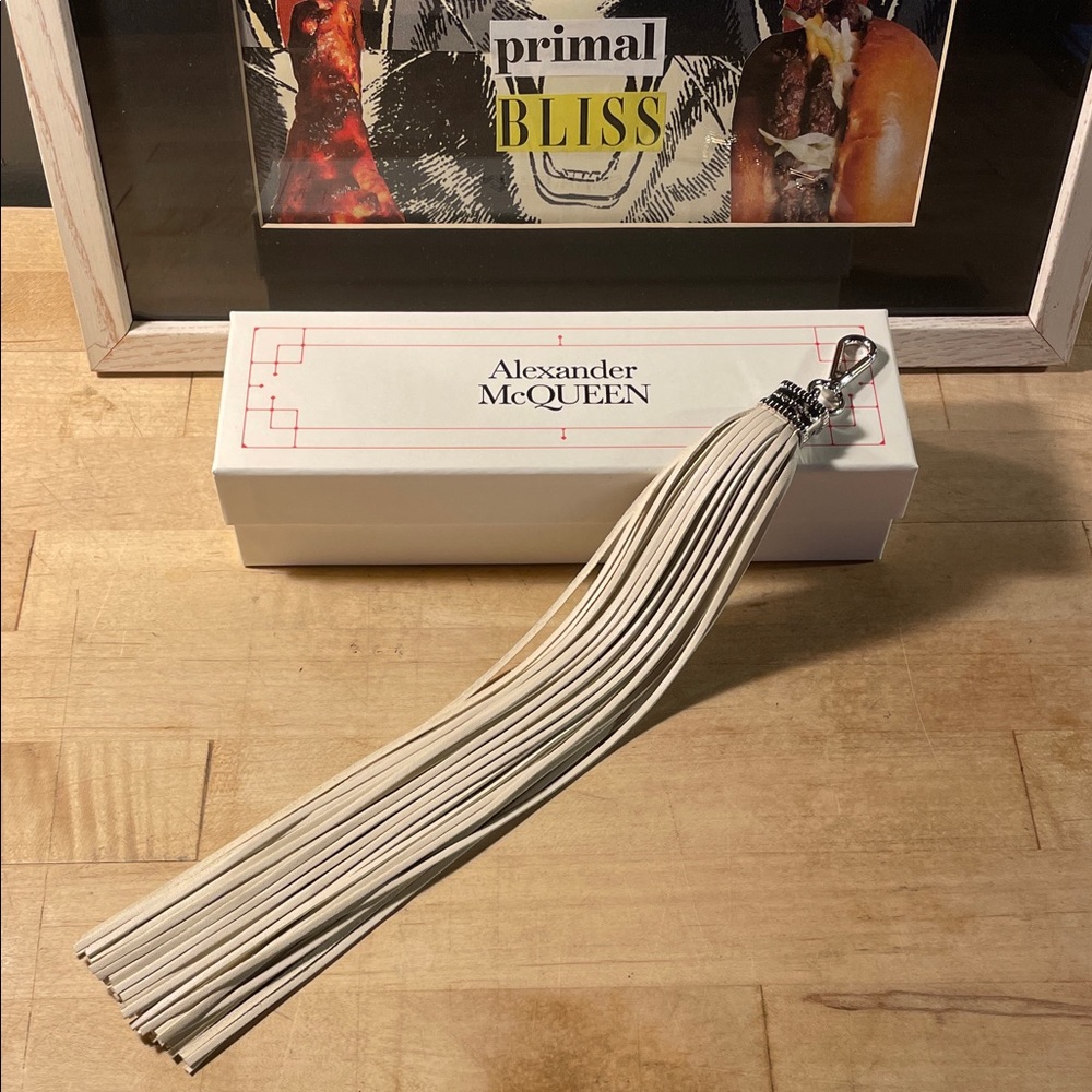 Alexander McQueen Leather Tassel Fringe Bag Charm Keychain!